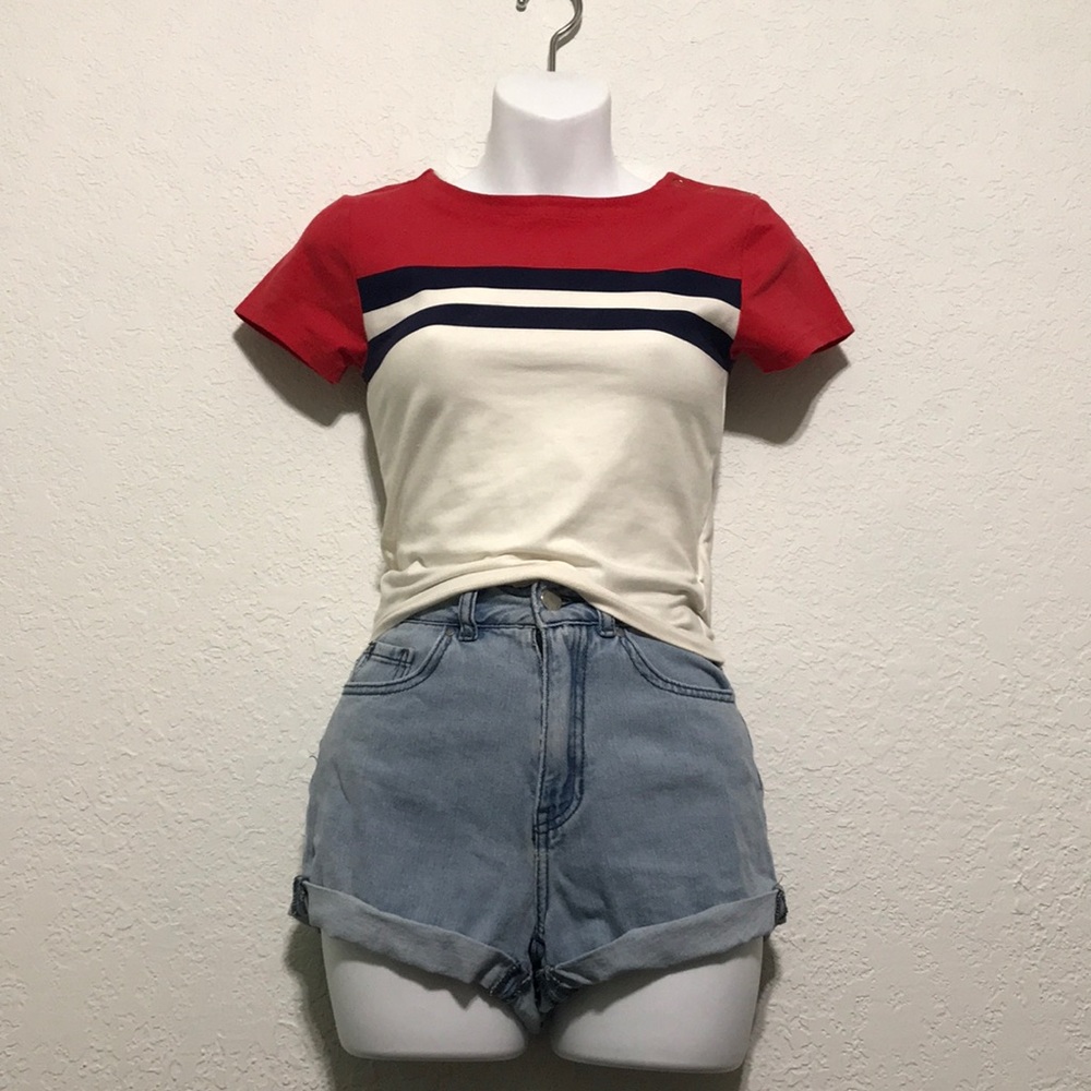 Red white blue top